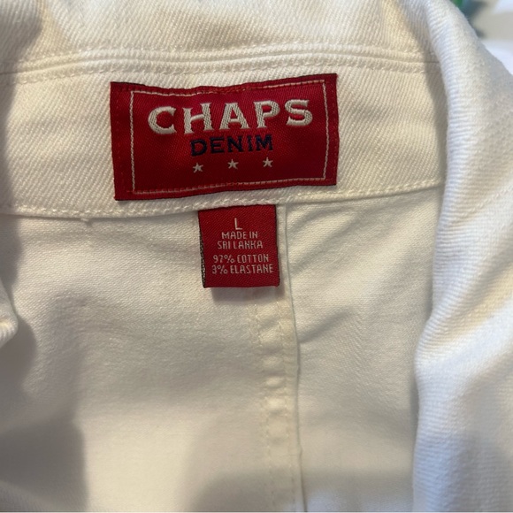 Chaps White Denim Double Breasted Trench Jacket Large - Picture 10 of 10